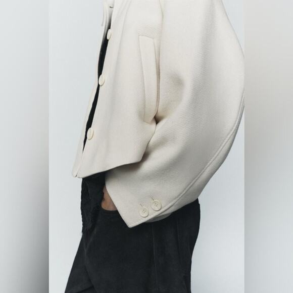 Zara MANTECO Short Wool Coat Size Medium - Picture 9 of 14